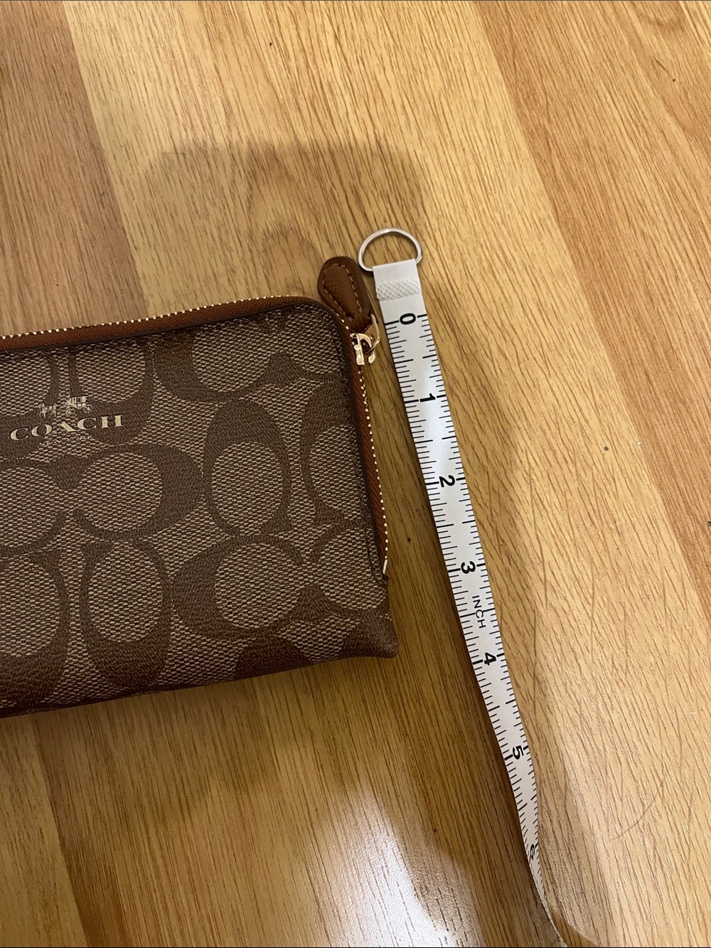 Coach Brown Signature Zip Wristlet with Detachable Strap - Picture 4 of 4
